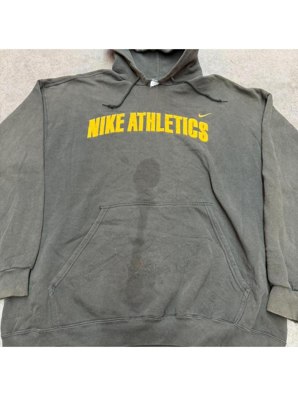 vintage nike athletics olive green made in usa hoodie size xl HAS STAIN - Picture 2 of 4